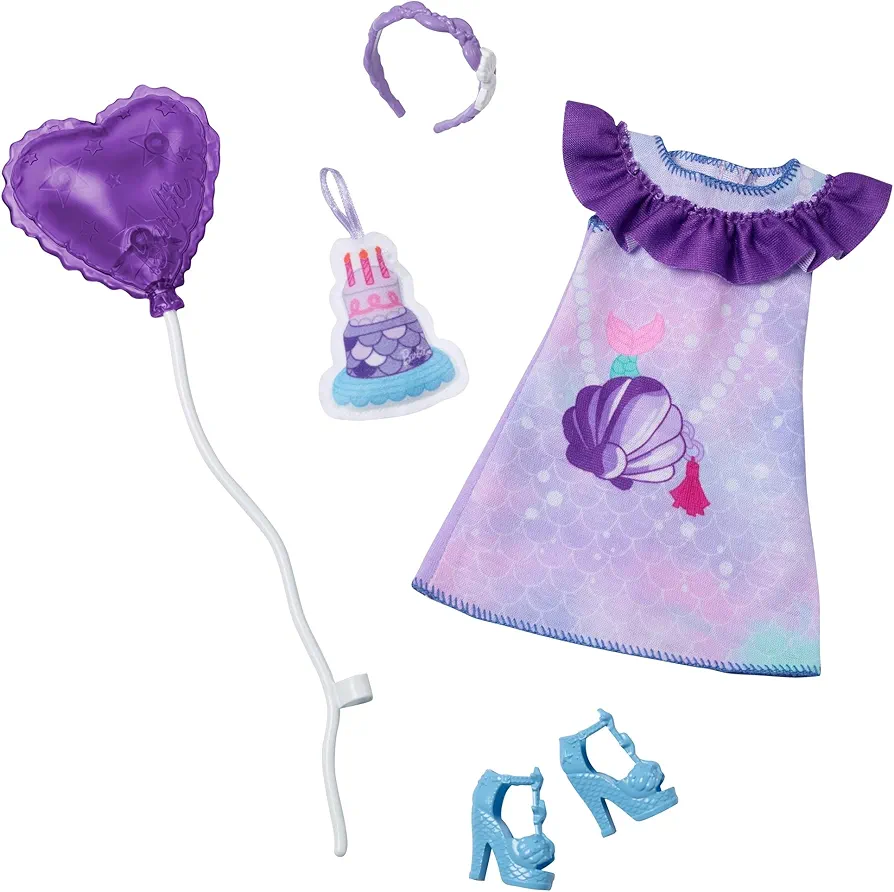 Barbie: My First Barbie Clothes, Fashion Pack for 13.5-inch Preschool Dolls, Set with Mermaid Birthday Accessories & Party Supplies