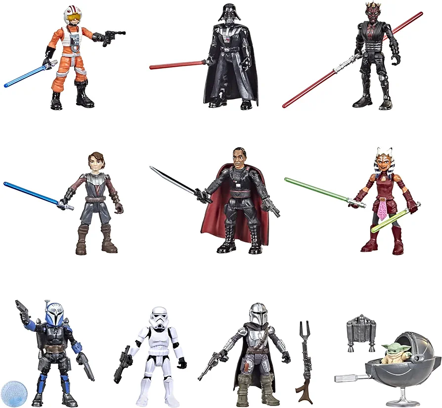 STAR WARS Mission Fleet 2.5-Inch-Scale Action Figure 10-Pack, 19 Accessories, with Darth Vader, Luke Skywalker and Grogu, Ages 4 and Up (Amazon Exclusive)