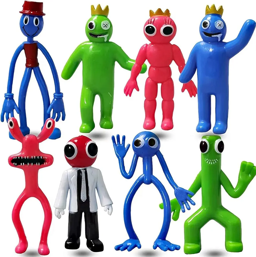 8 PCS Rainbow Friends Gaming Acion Figures Pack-Rainbow Friends Green&Red&Blue Colorful Action Figurines for Collection&Cake Topper