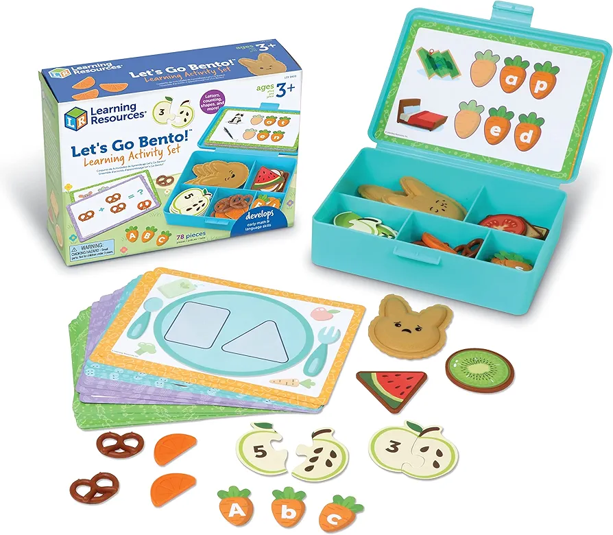 Learning Resources Let's Go Bento! Learning Activity Set, 78 Pieces, Ages 3+, Preschool Learning Activities, Toddler Toys, Learning & Education Toys, Fine Motor Skills