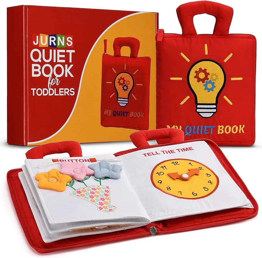 Quiet Book for Toddlers 1-3 Years Old, Montessori Travel Toys for Kids, Soft Cloth Children Book, Quiet Toys for Boys and Girls, Sensory Toddler Activities Book, Kid’s Gift Idea