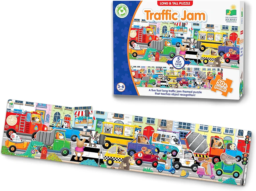 The Learning Journey: Long & Tall Puzzle - Traffic Jam- Kids Height Chart Puzzle - 5 Foot tall - Toddler Children Learning Preschool - Age 3 and Up Award-Winning Toys