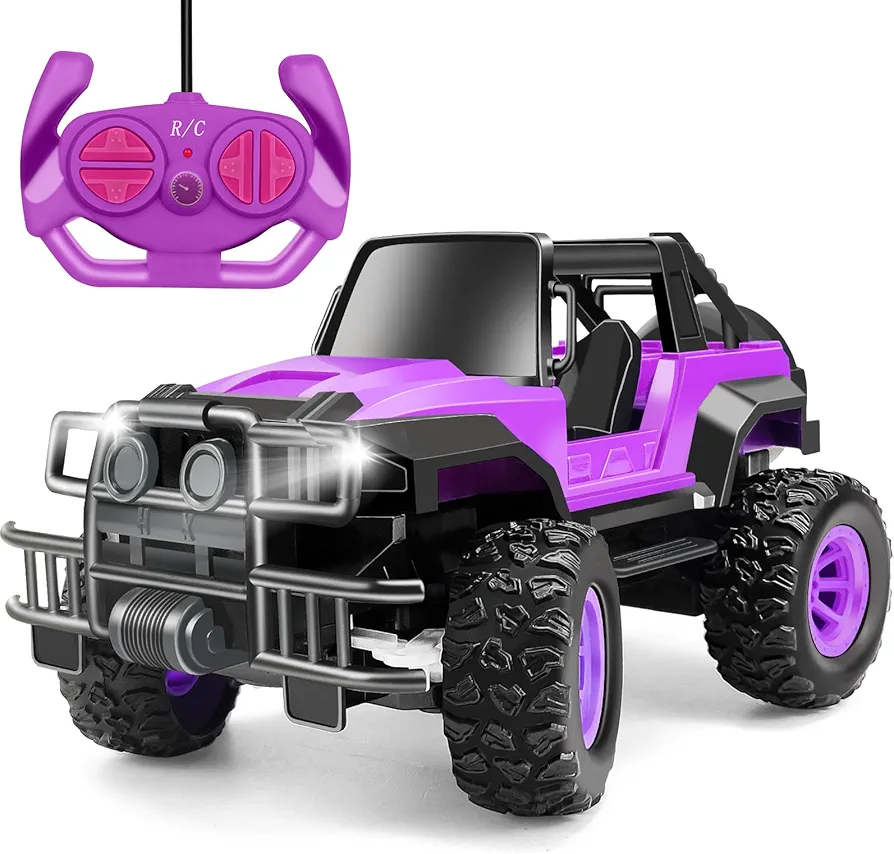 Remote Control Car RC Racing Cars, 1:20 Scale Remote Control Monster Truck, 2.4Ghz LED Light Off-Road Rc Cars,Toy Cars for Kids Boys Girls 6 7 8 9 10 Years old (Purple)