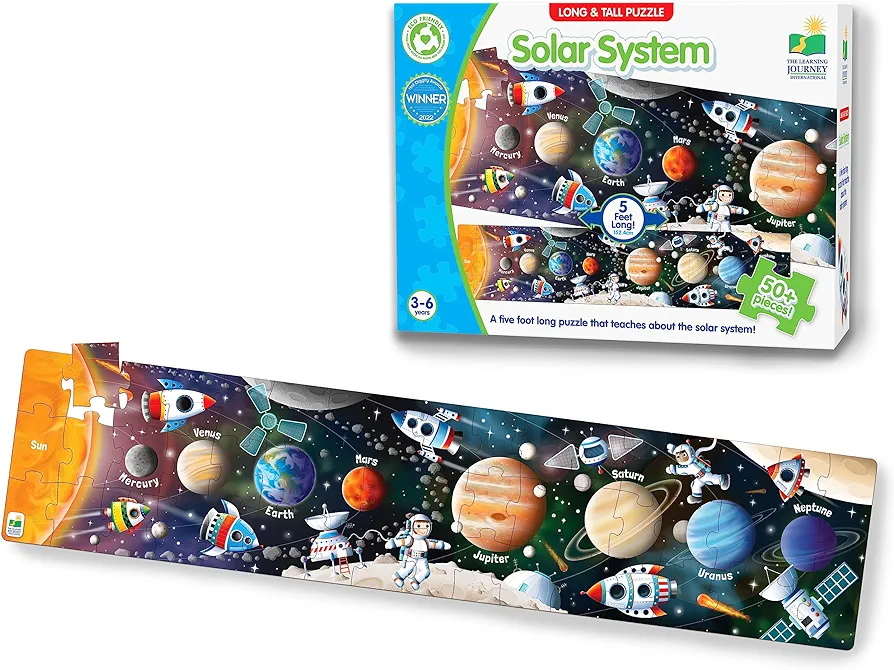 The Learning Journey: Long and Tall Puzzles - Solar System - 51 Piece, 5-foot-long Preschool STEM Puzzle - Educational Gifts for Boys & Girls Ages 3 and Up