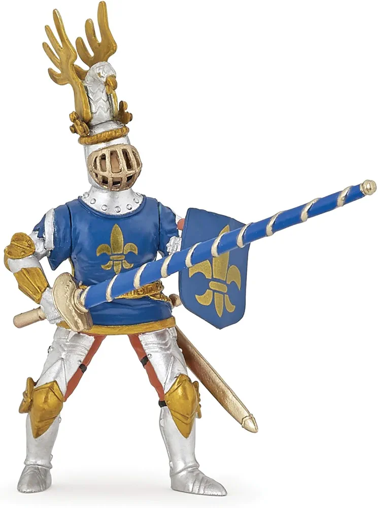 Papo -Hand-Painted - Figurine -Medieval-Fantasy -Blue Knight Fleur de LYS -39788 - Collectible - for Children - Suitable for Boys and Girls - from 3 Years Old