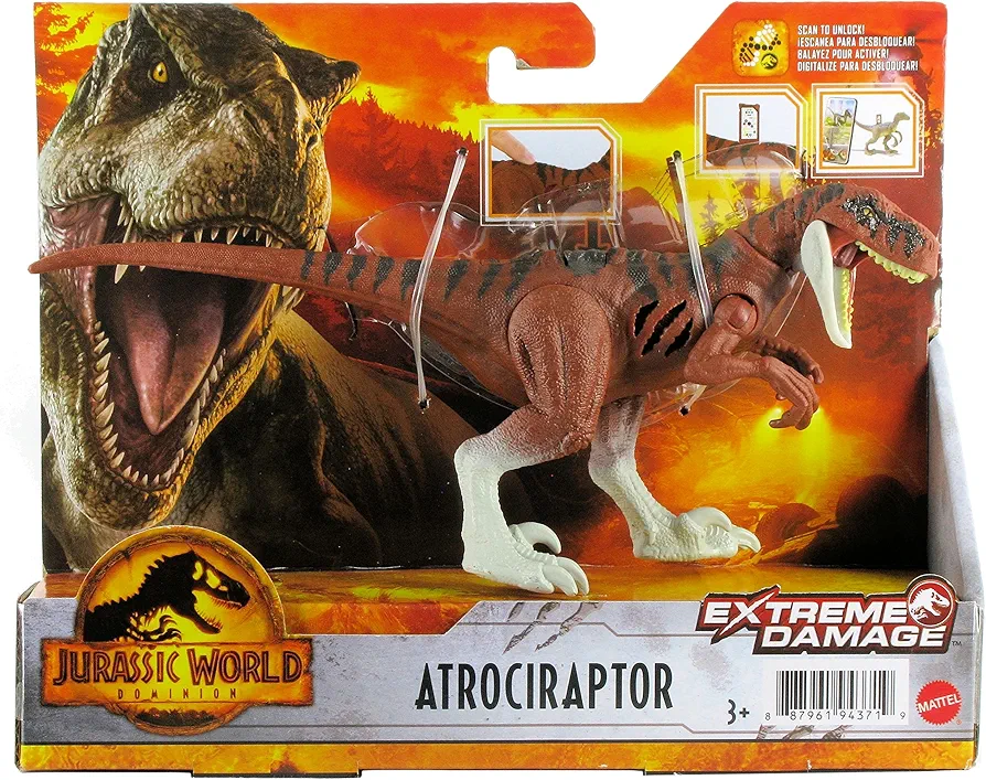 Jurassic World Dominion Extreme Damage Atrociraptor Dinosaur Action Figure Black