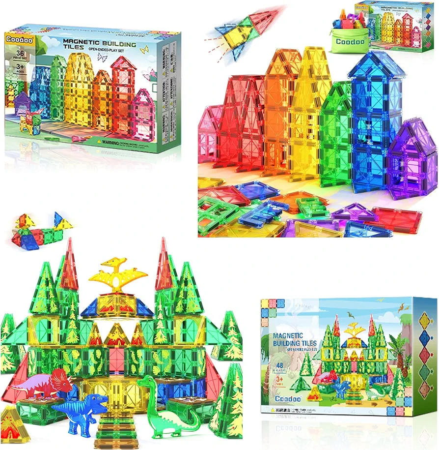 84 PCS Kids Toys Magnetic Tiles Starter Set Classroom Must Haves, Magnetic Blocks for Toddlers Magnet Building Toys Preschool Montessori Learning Games for 3+ Year Old Boys & Girls