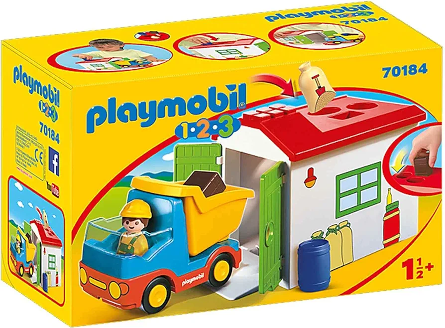 Playmobil 1.2.3 Construction Truck with Garage