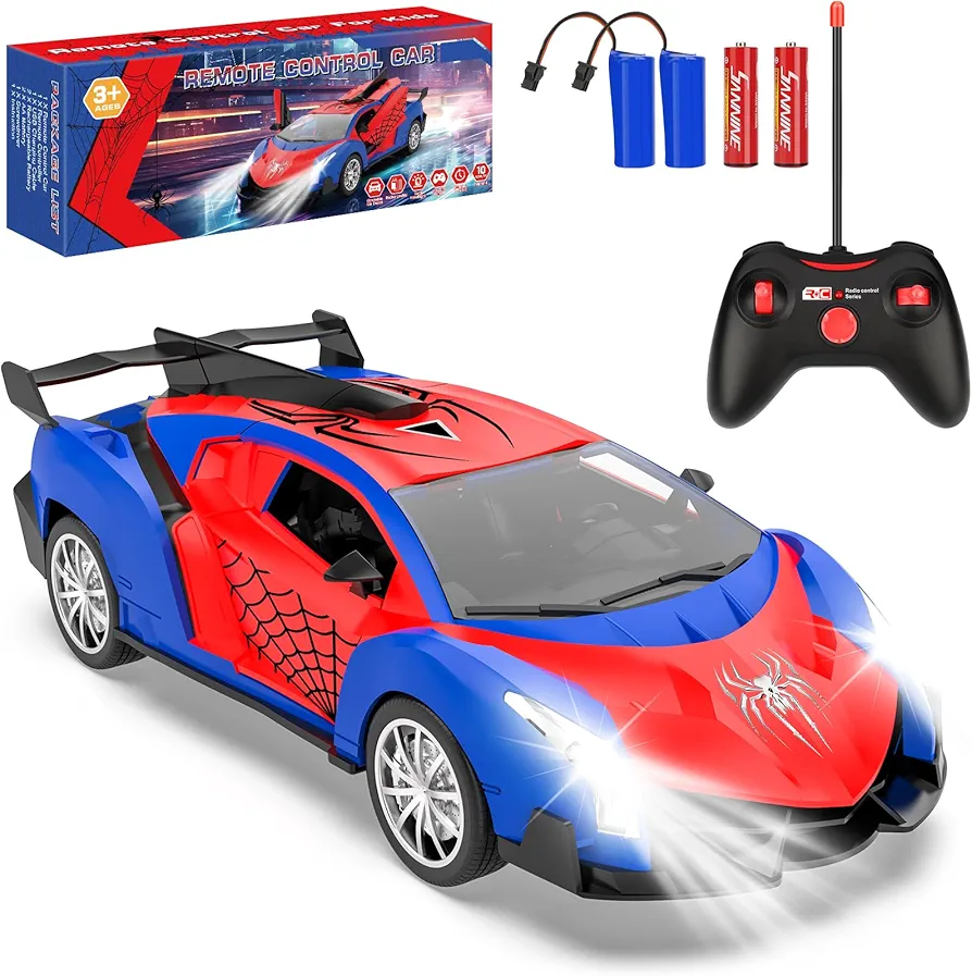 Remote Control Car for Kids, Fast RC Cars for Children with Lights, Electric Vehicle Toy Car Hobby Racing Car Toys for Boy Age 3-5, Gift for 3 4 5 6 7 8 9 Year Old Boys Girls