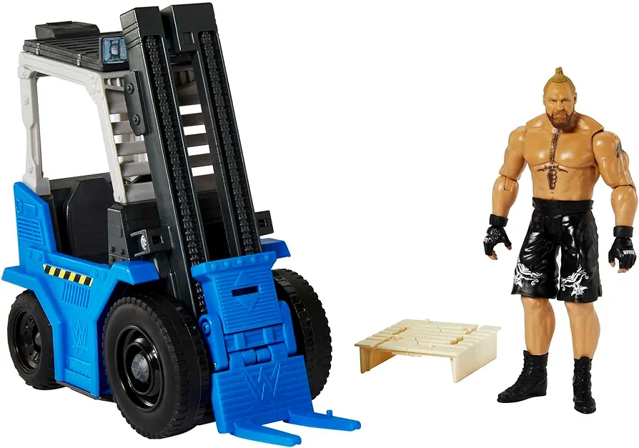 Mattel WWE Slam 'N Stack Forklift Wrekkin Vehicle Breakaway Forklift with Mattel WWE Brock Lesnar, for 6-Inch Action Figure