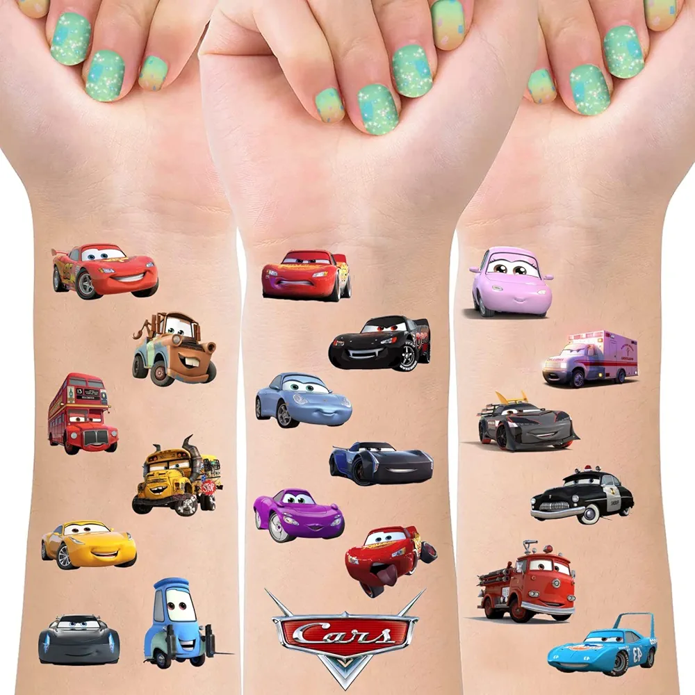 8 Sheets Lightning Mcqueen Temporary Tattoos Stickers for Kids, Race Cars Toys Party Favors for Lightning Mcqueen Birthday Party Supplies Decorations