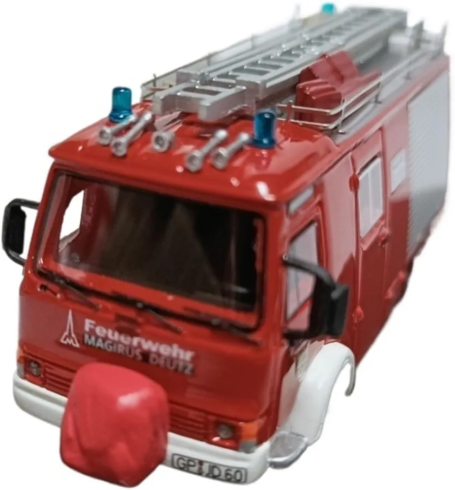 Scale Car Models for Magirus 90M5 LF8 1:87 Ladder Fire Rescue Vehicle Model Simulated Metal Car Boy Toy Gift Pre-Built Model Vehicles