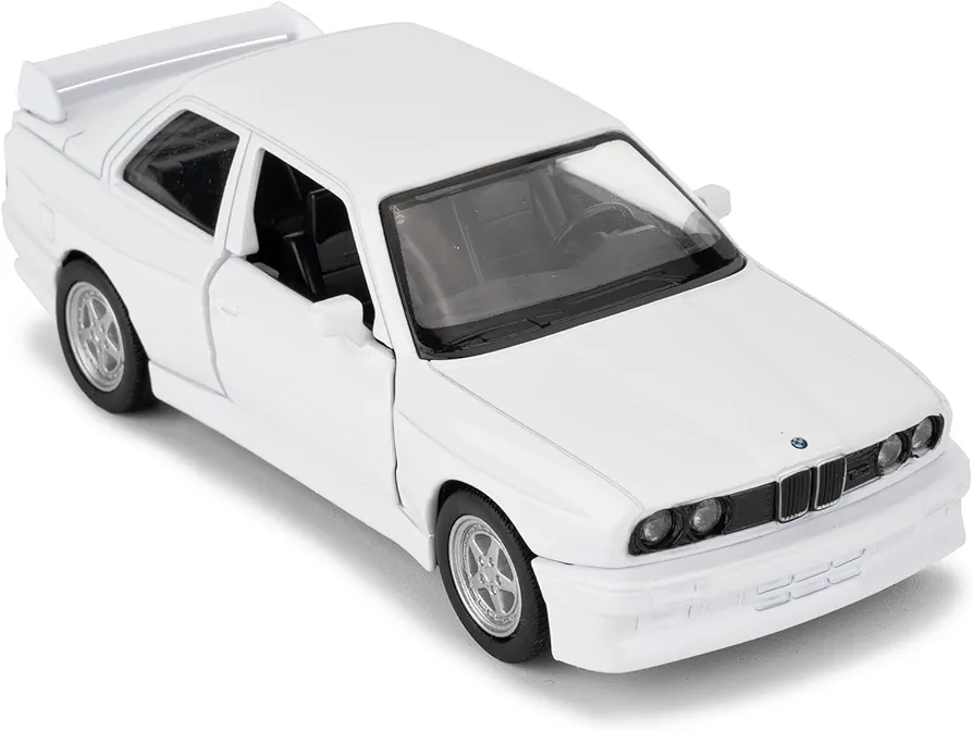 1:36 BMW M3 1987 Toy Car, Diecast Pull Back Model Car, Doors Open, Collection Kids Toy for Aged 3 and up, Gift White