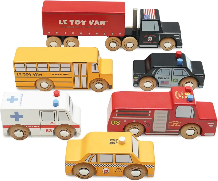 Le Toy Van New York Car Set Premium Wooden Toys for Kids Ages 3 Years & Up