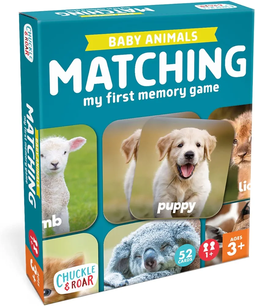 Chuckle & Roar - Matching Game Baby Animals - Board Game for Kids 3 and up - Concentration Game for Toddlers - Preschool Game