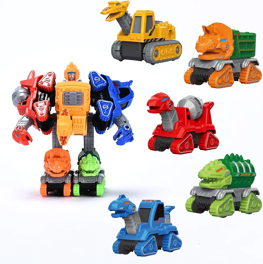 Dazmers Dinosaur Transformer Toys - 5-in-1 Multicolor Robot Dinosaur Toys Set - 2Hx4Lx3W Transforming Dino Action Figures with Dual Configurations - Ideal Gift for Transformer and Dinosaur Enthusiasts