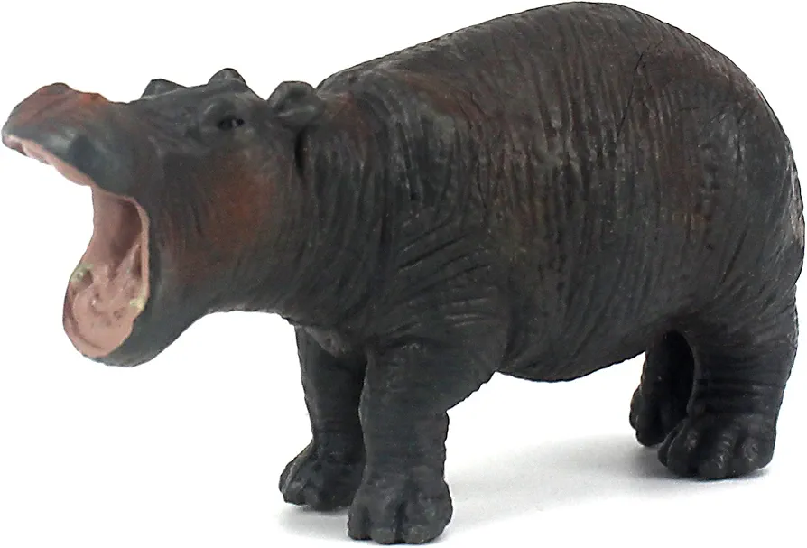 African Jungle Animals Young Hippo Hippopotamus Calf Toy Figure Realistic Plastic Figurine Height 1.3"