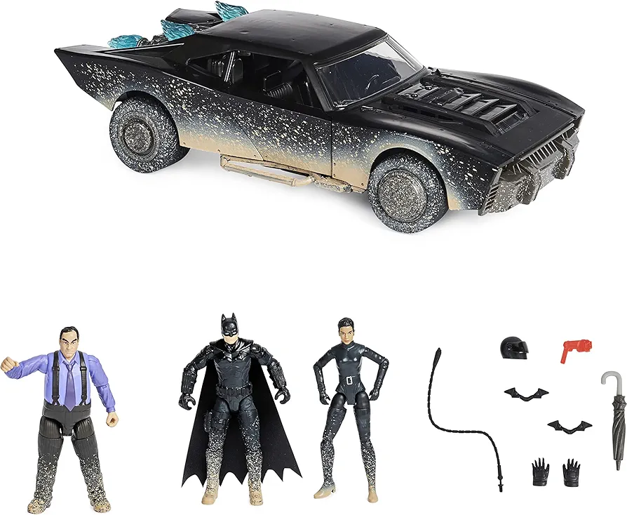 DC Comics, Ultimate Batman Set w/ Exclusive 4” Batman, Selina Kyle, The Penguin Action Figures, Batmobile, Batman Movie Kids Toys, Age 4 and up (Amazon Exclusive)