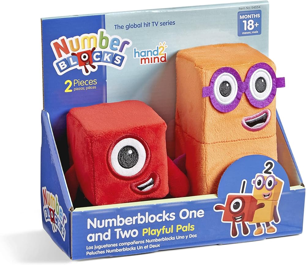 hand2mind Numberblocks One and Two Playful Pals, Small Plush Figure Toys, Cute Plushies, Stuffed Toys, Preschool Number Toys, Math Learning Toys, Toddler Imaginative Play, Birthday Gifts for Kids