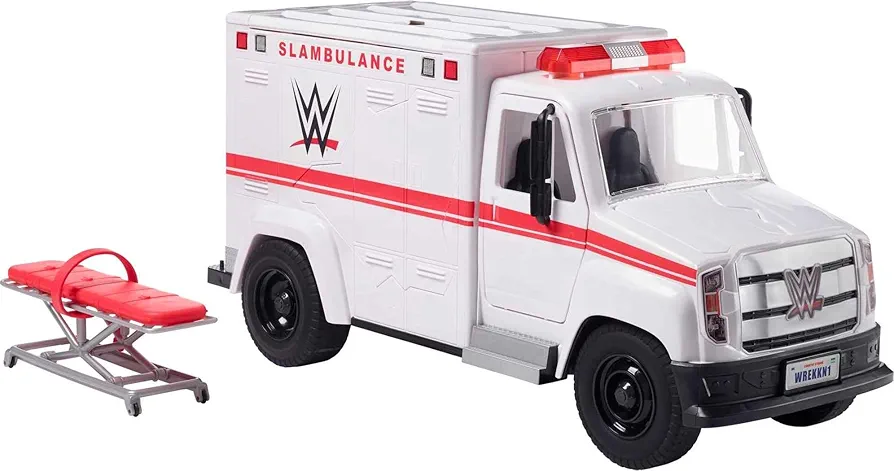 Mattel WWE Slambulance Wrekkin' Vehicle Breakaway Ambulance, for 6-Inch Action Figure