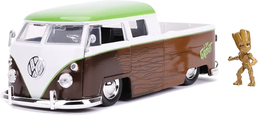 Marvel Guardians of The Galaxy 1:24 Volkswagen Bus Die-Cast Car & 2.75" Groot Figure, Toys for Kids and Adults