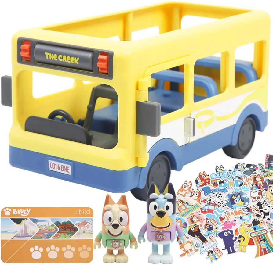 Cute Bus Toy Vehicle and Figures Pack with Two 2.5" Figures