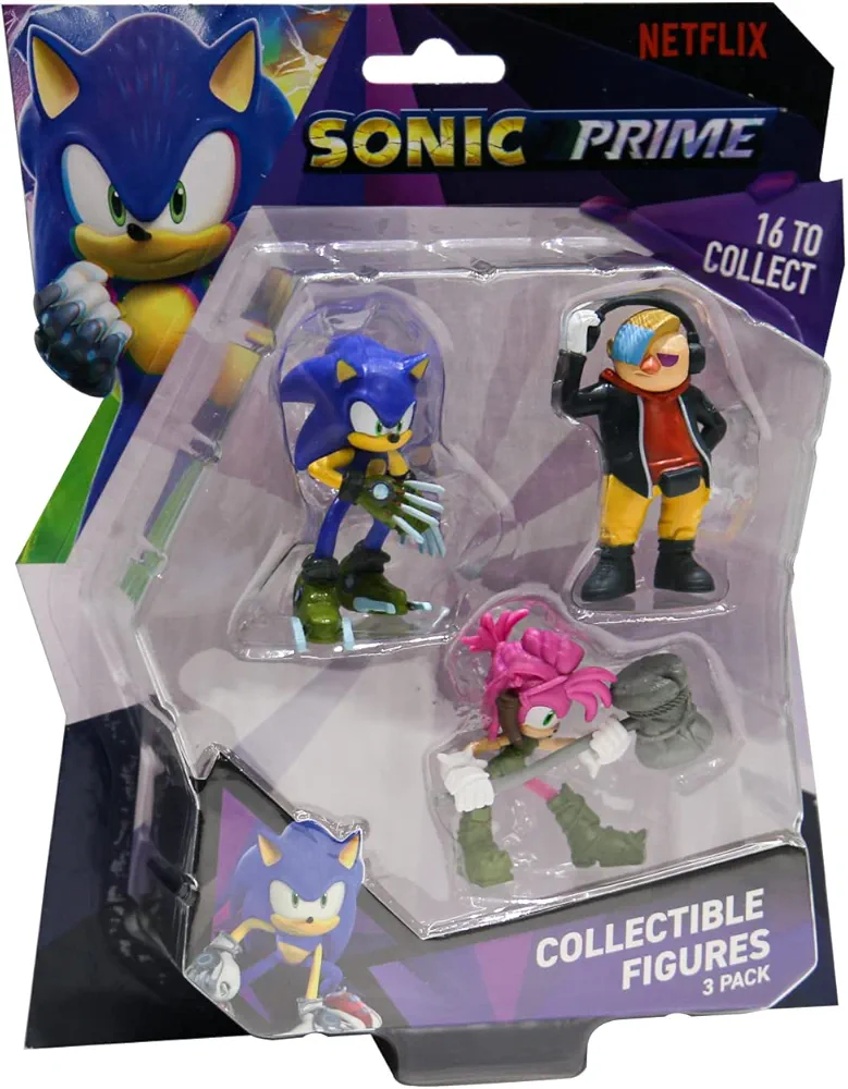 Sonic Prime Figures 3 Pack Blister, Series 1, Randomly Selected, Collect All 16!