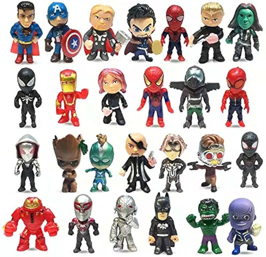 26 PCS Superhero Mini Action Figures Sets for Boys Titan Hero Series Small Super Hero Birthday Party Gifts Cupcake Toppers Decoration, Ornaments Toys Supplies, Bule