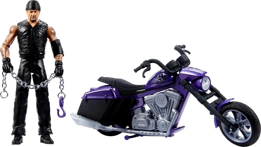 Mattel WWE Wrekkin' Action Figure & Toy Vehicle Set, Undertaker with Slamcycle Motorcycle with Lanching Action and Breakable Parts