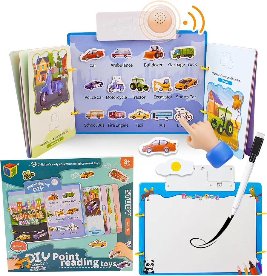 Learaning Sound Books for Toddlers 1-3,Learning Toys for Toddlers 2-4 Years,Kids Interactive Electronic DIY Pointing Reading Book Toys,Preschool Learning Activities