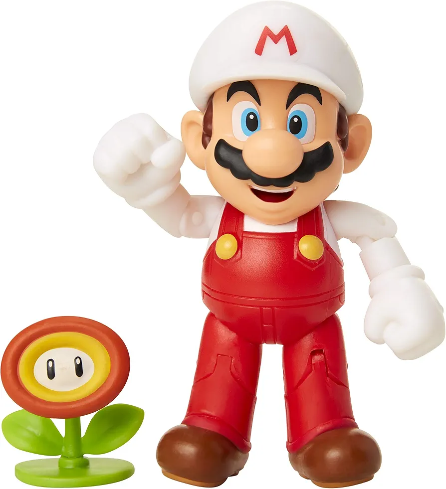 Super Mario Fire Mario Figure with Fire Flower Accessory