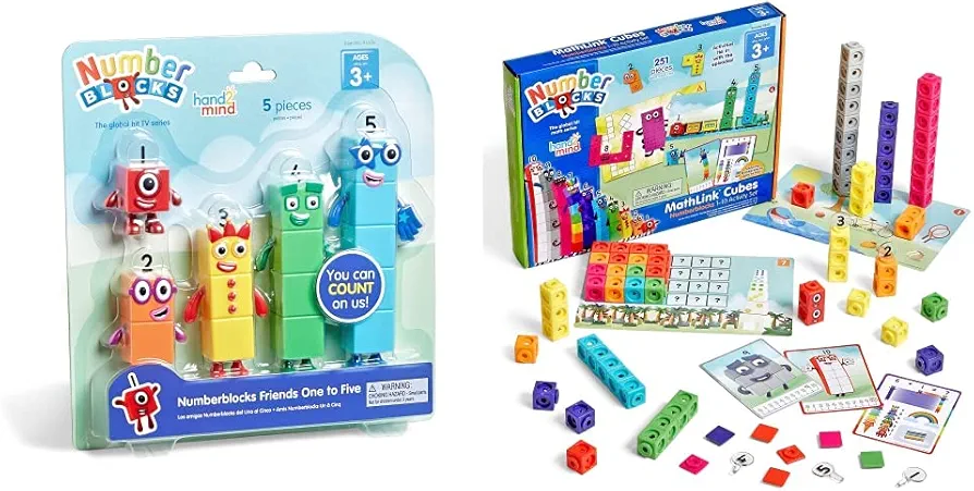 hand2mind Numberblocks Friends One to Five Figures and MathLink Cubes Numberblocks 1-10 Activity Set