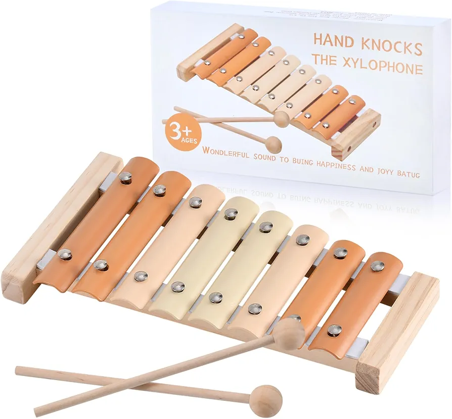 Ehome Xylophone, Baby Musical Instruments Montessori Musical Toys for Toddlers 1-3, Modern Boho Xylophone for Kids, Neutral Colors Percussion Instruments Set, Preschool Baby Musical Toys, Baby Gifts