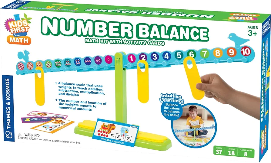 Thames & Kosmos Kids First Math: Number Balance with Activity Cards for Preschoolers Ages 3 to 5 | Intuitive, Visual Method for Learning Basic Math | Addition, Subtraction, Multiplication, Division