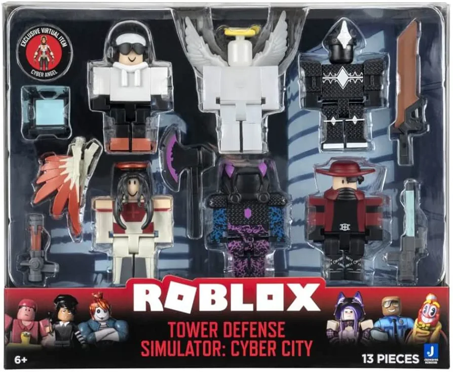 Roblox Action Collection - Tower Defense Simulator: Cyber City Six Figure Pack [includes Exclusive Virtual Item]