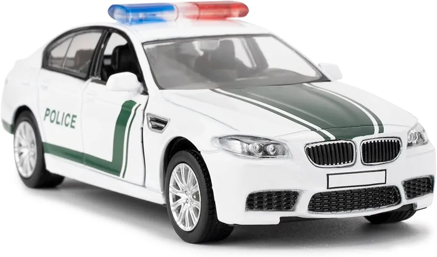 BDTCTK 1/36 Scale BMW M5 Police Car Model, Zinc Alloy Die-Cast Pull Back Vehicles Kid Toys for Boy Girl Gift