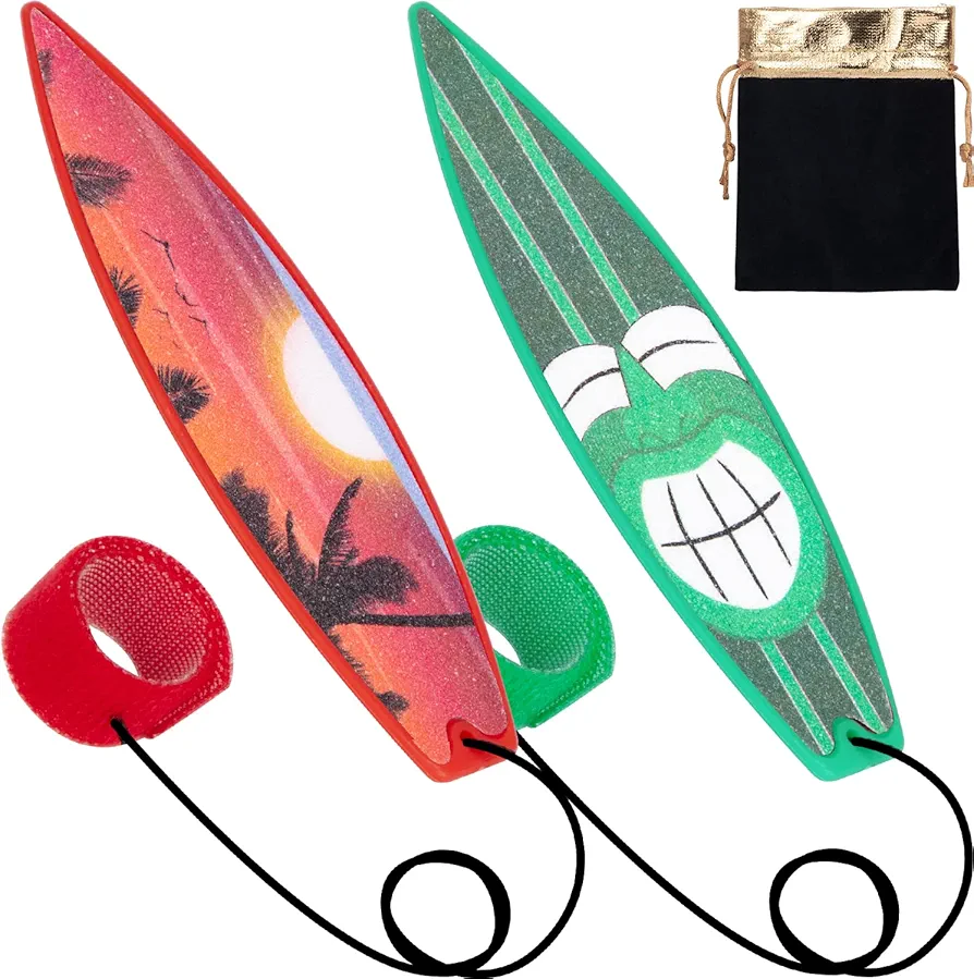 Finger Surfboard for Car Ride, 2PCS Mini Surfboard for Kids-Wind Surfboard Fingerboard for Car Window (Red & Green with Receive Bag)