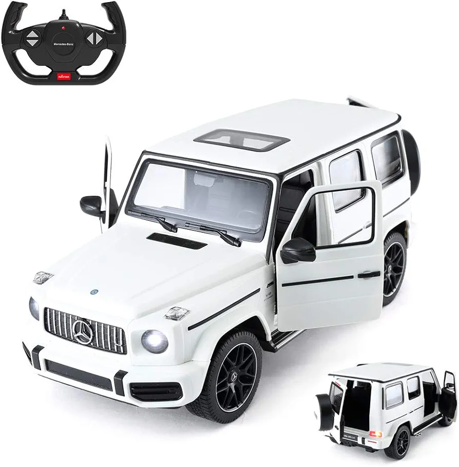 RASTAR Off-Road Remote Control Car, 1:14 Mercedes-AMG G63 R/C Off-Roader Toy Car, Doors Open/Working Lights - White/2.4Ghz