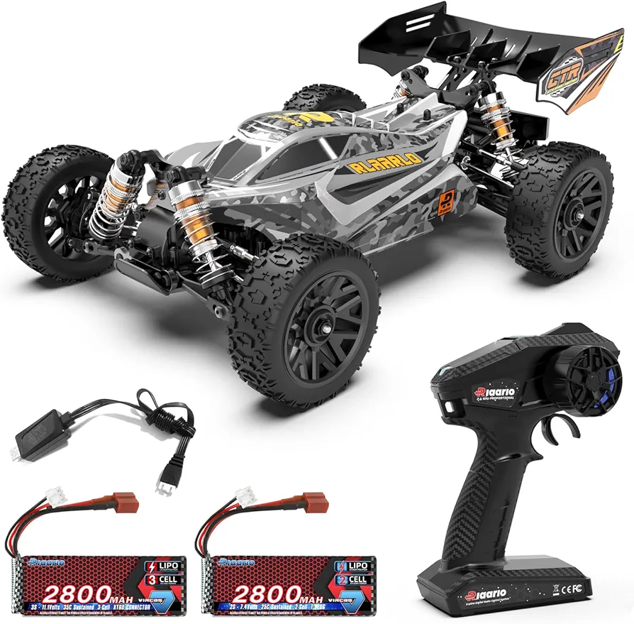 CROBOLL 1:14 Brushless Fast RC Cars and 3S 11.1V 2800mAh 25C Rechargeable Li-Po Battery with Charging Cable