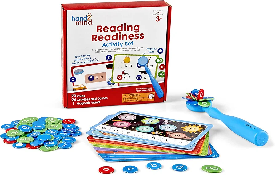 hand2mind Reading Readiness Activity Set, Magnetic Wands and Chip Set, Learn to Spell for Kids, Spelling Toys, CVC Words for Kindergarten, Learning Letters, Science of Reading Manipulatives