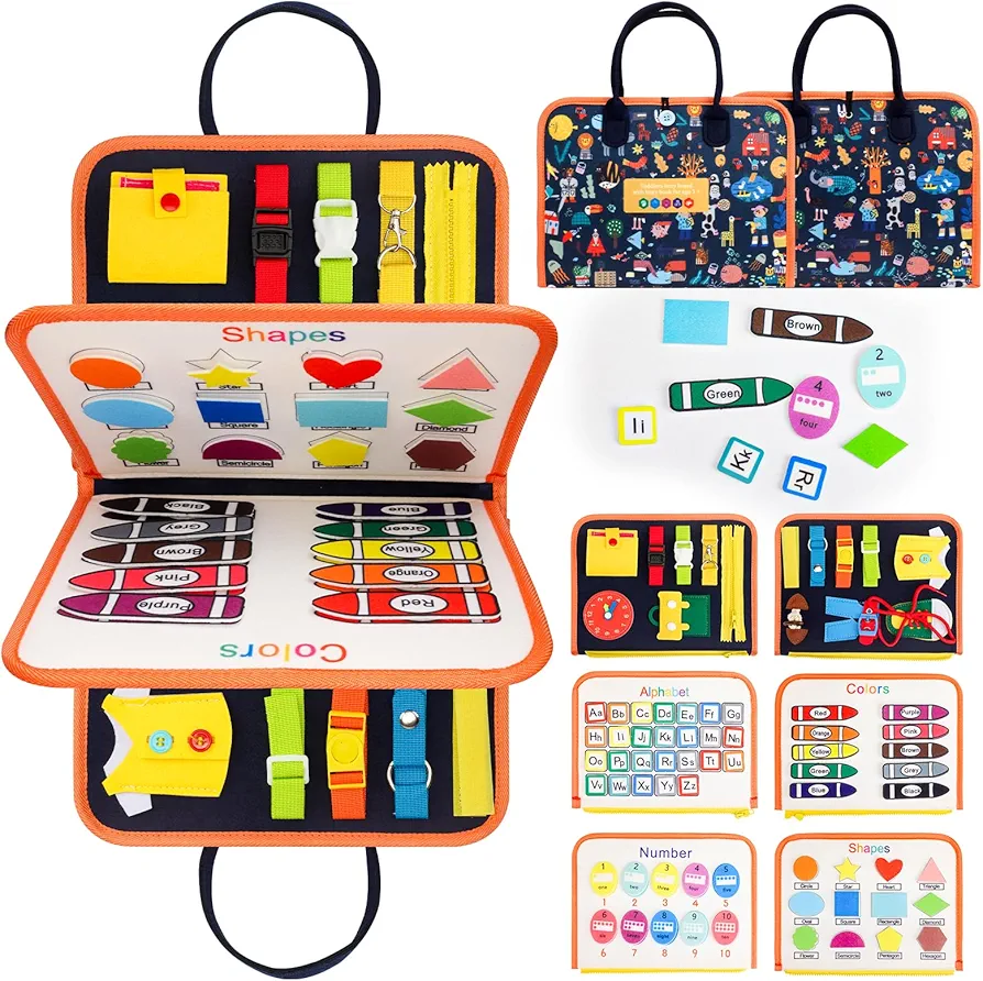 Montessori Toys, 1-5 Year Old Sensory Toys, Autism Education Travel Toys, Preschool Activities for Learning fine Motor Skills, Preschool Learning Toys, Sensory Activity Boards, Quiet Books