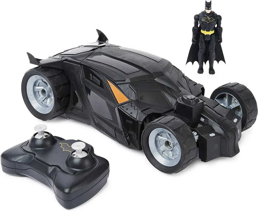 DC Comics, Batman Batmobile Remote Control Car, Easy to Drive, Compatible with Batman Figures, Kids Toys for Boys and Girls Ages 4 and Up