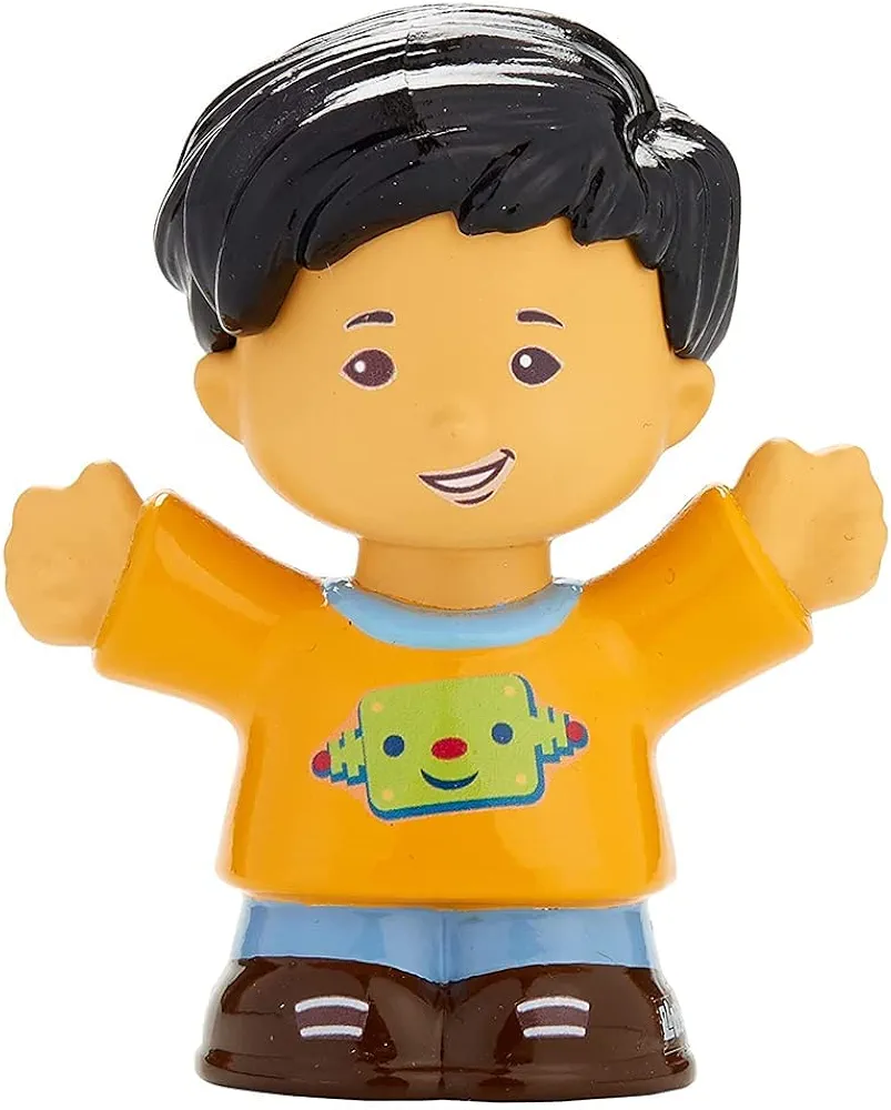 Replacement Part for Fisher-Price Little People Playsets - FGM57 ~ Replacement Little Boy Koby Figure ~ Wearing Orange Shirt with Robot