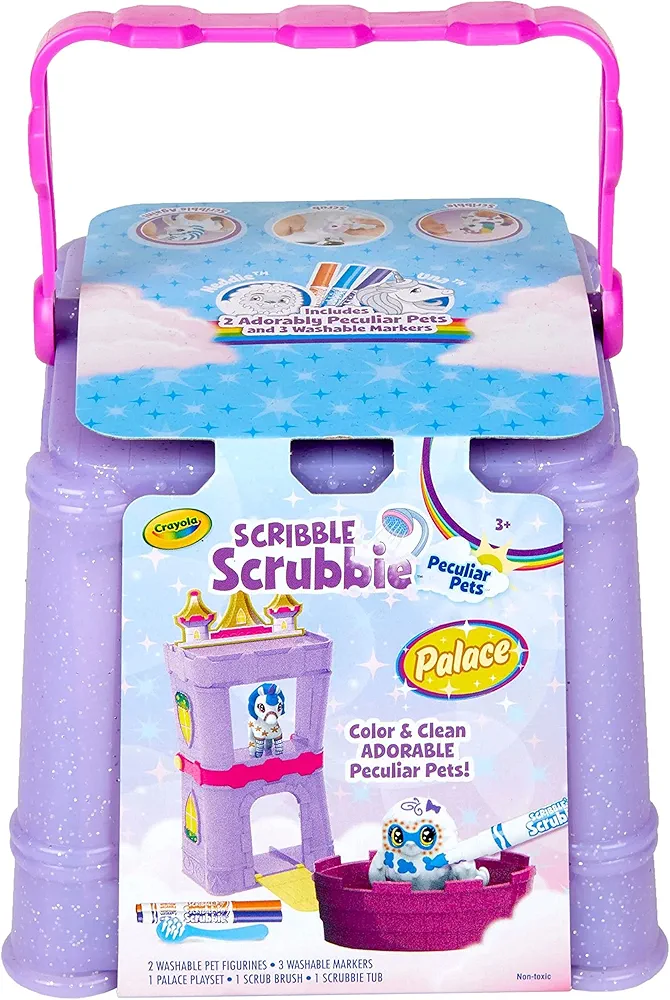 Crayola Scribble Scrubbie Peculiar Pets, Palace Playset with Yeti & Unicorn Toys, Kids Gifts for Girls & Boys, Ages 3, 4, 5, 9