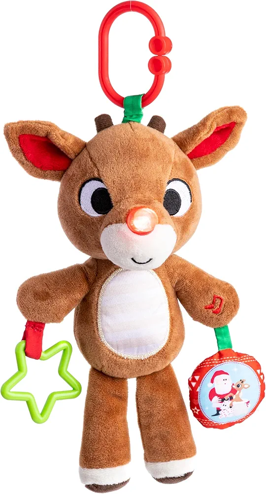 KIDS PREFERRED Rudolph The Red-Nosed Reindeer On The Go Teether Developmental Activity Toy, 12 inches , Brown