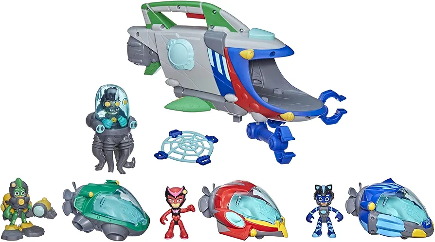 PJ Masks PJ Launching Submarine and Rovers Preschool Toy, Underwater-Themed Playset with 3 PJ Rovers and 3 Action Figures, Ages 3 and Up (Amazon Exclusive)