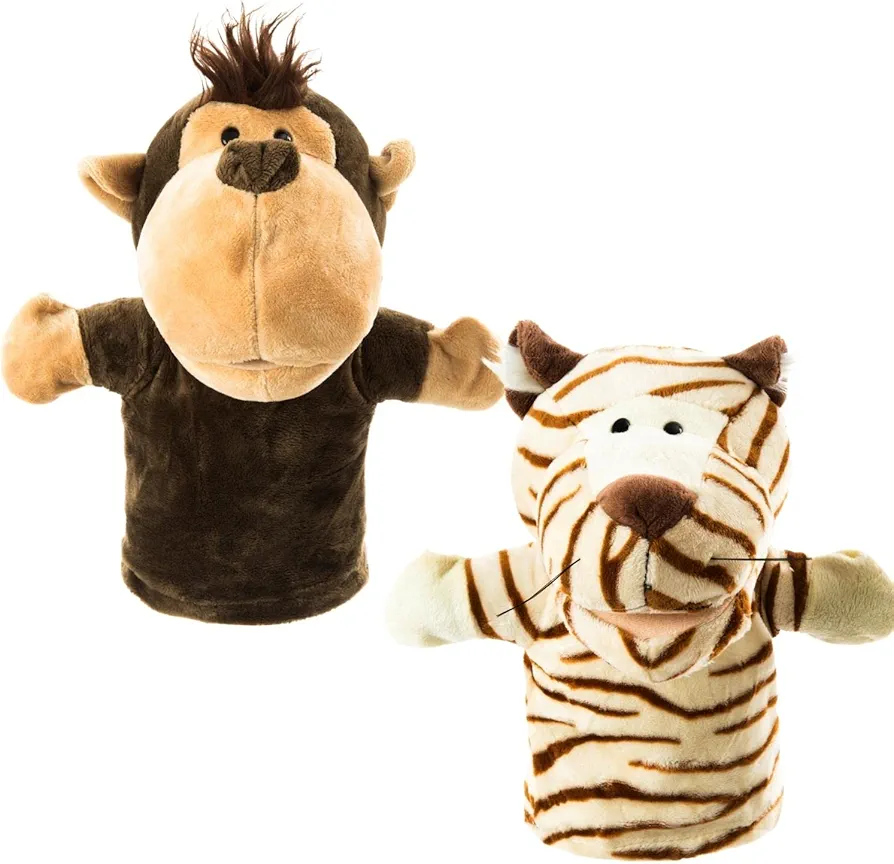 Animal Hand Puppets Set for Kids & Adults - 12.5" Premium Quality Soft Plush Toys with Movable Mouths - Perfect for Storytelling, Teaching, Preschool, Role-Play - Durable, Vibrant, Educational Puppets