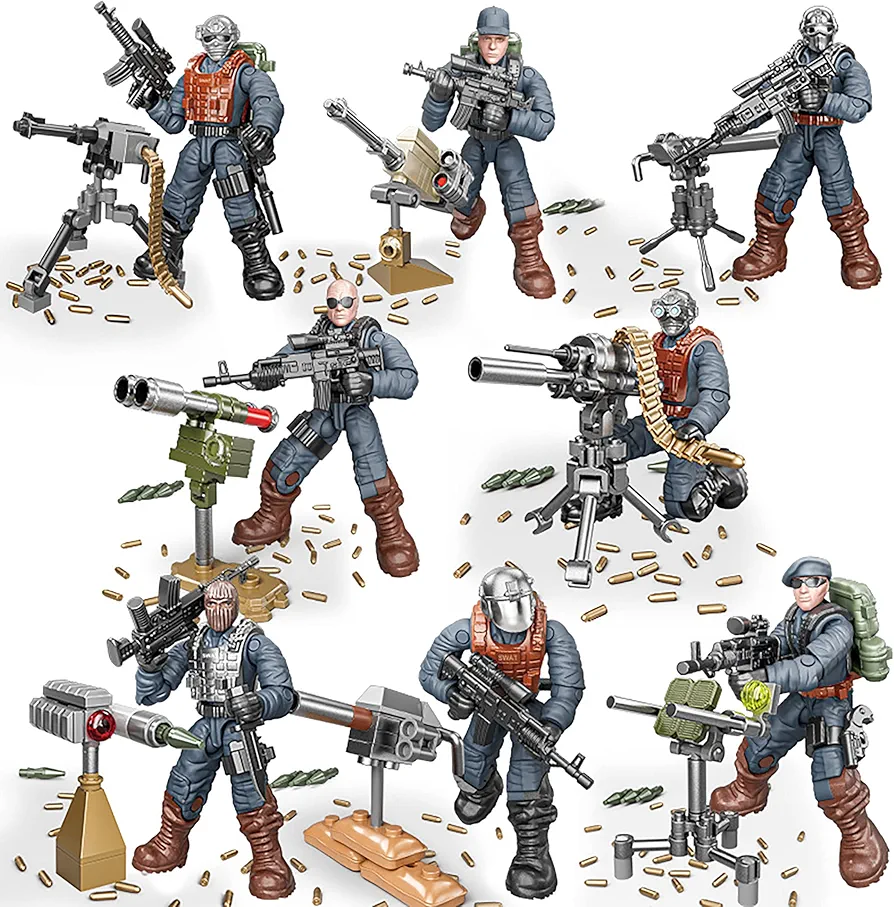 8 Pieces Special Forces Mini Military Action Figures with Weapons and Accessories, Soldier Special Forces Army Action Figures Playset (9920)