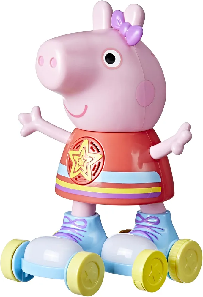 Peppa Pig Disco Peppa Roller Skating Doll, Pull-and-Go Action, 11 Inch Figures, Preschool Toys for 3 Year Old Girls and Boys and Up, with Lights, Speech, and Music