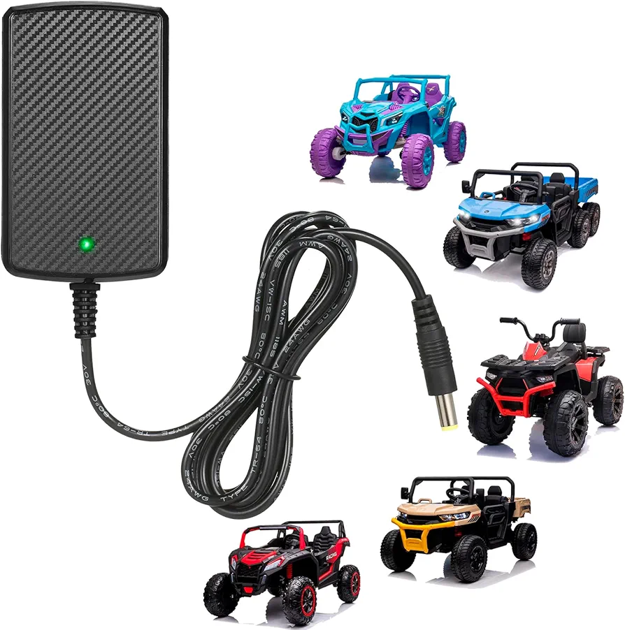 24V Charger for Kids Ride on Toys Car 24 Volt 1000mA Kids Battery Charger for Best Choice Products SUV Kid UTV Jeep 4x4 Go-Kart ATV Tractor Truck Big Kids Electric Car Toys Charger Adapter